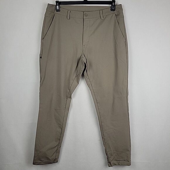 BYLT Everyday Pant 2.0 Mens 38x30 Slim Fit Khaki Tan Performance Golf Travel